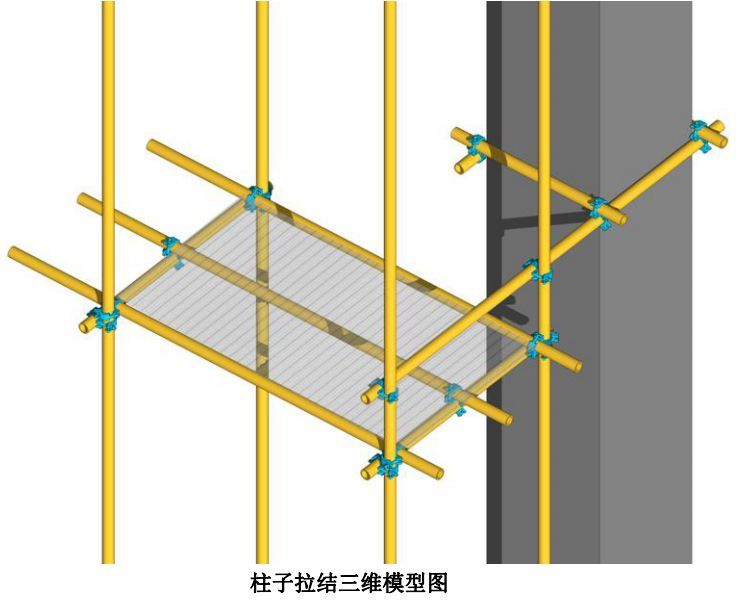 2,连墙件抱柱构造架体小横杆延长作为连墙杆,a为800 mm或1050 mm(悬挑