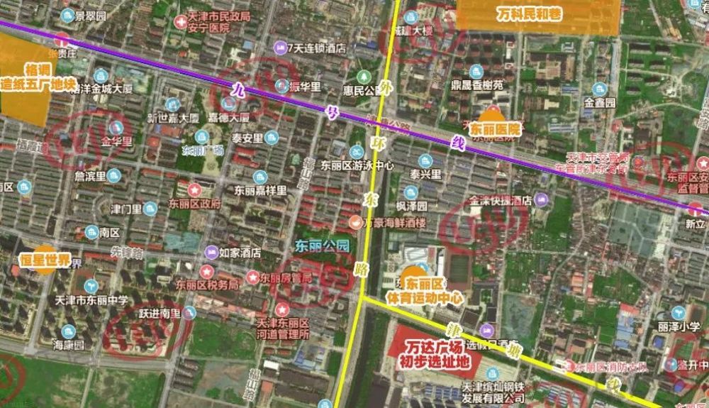 东丽万达广场初步选址地位置图