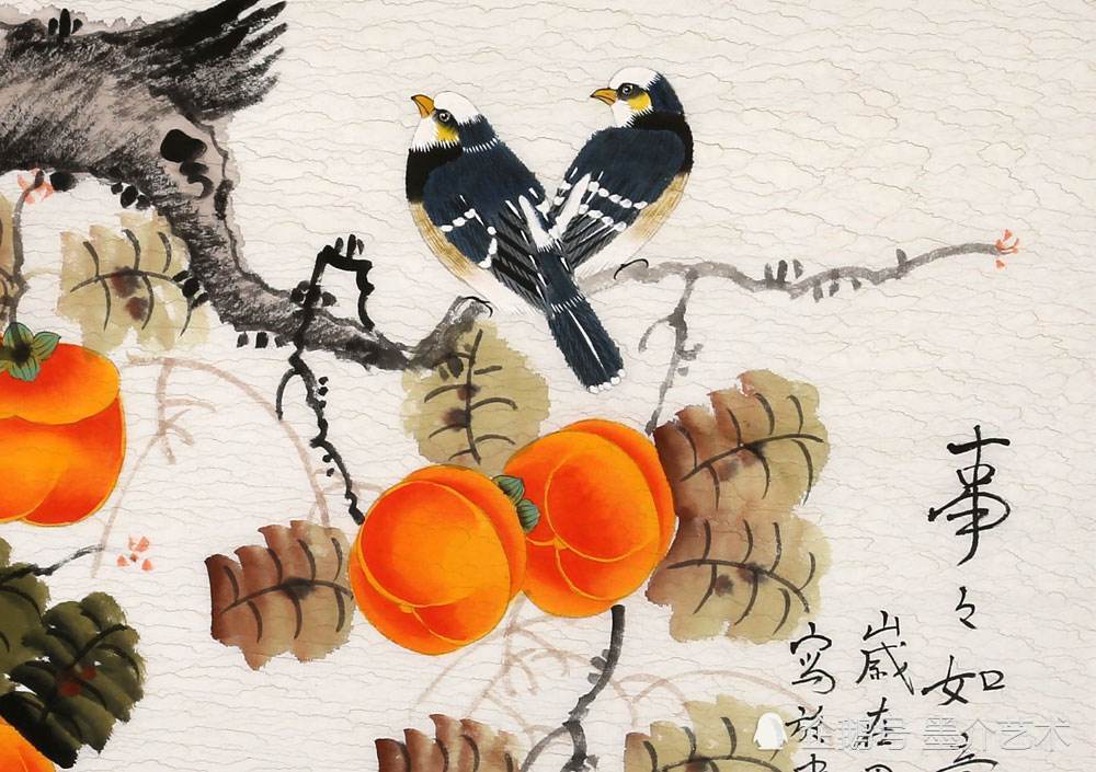 中国画的代表作品,事事如意柿子图