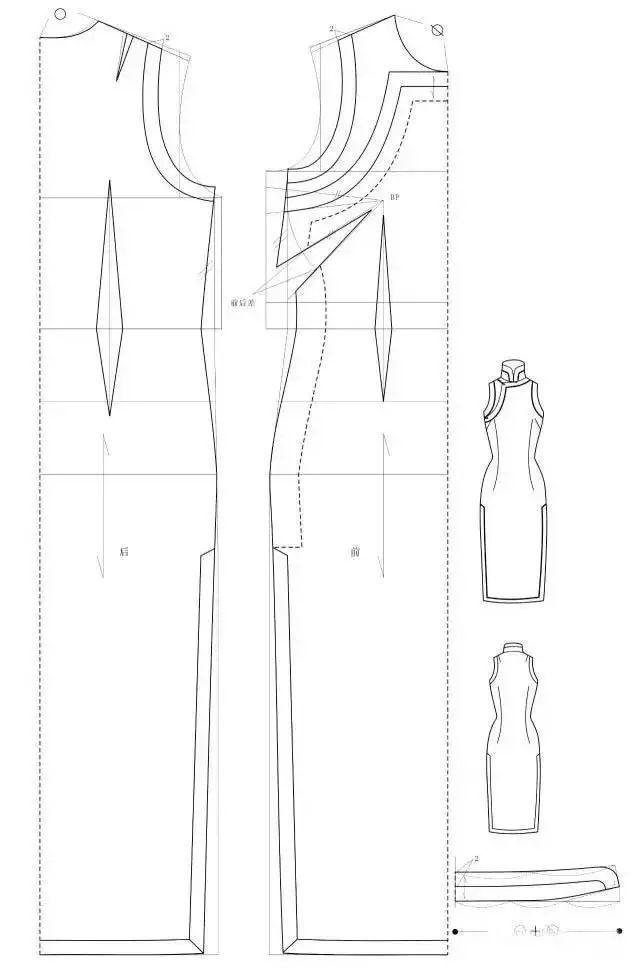 超级详细的旗袍的纸样制版和缝制工艺流程图解