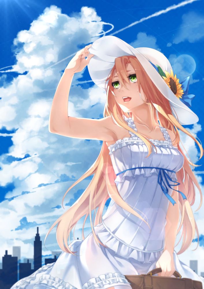 动漫二次元唯美高清壁纸:长裙飘飘的美少女,美得让人心醉