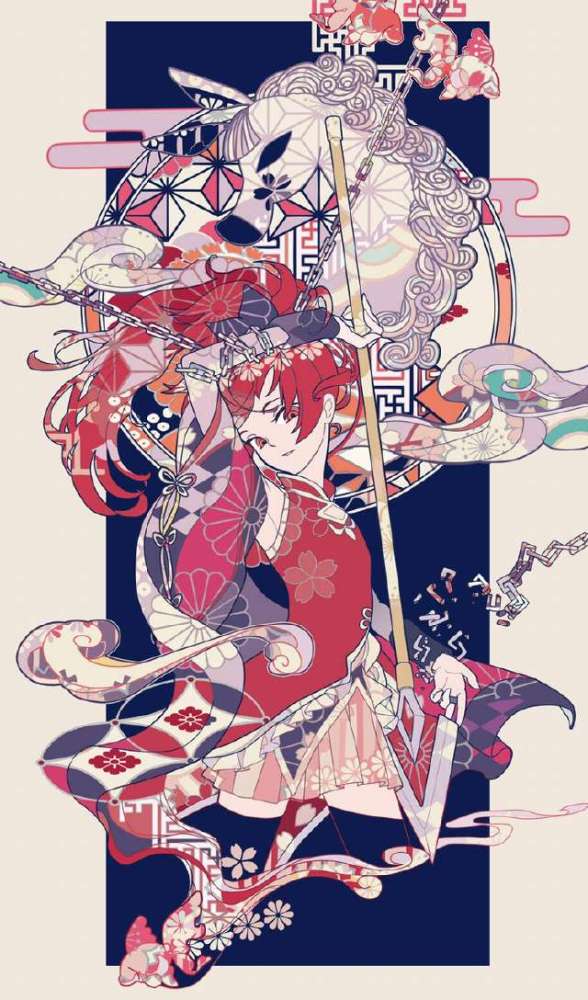 人物绘画,日系和风元素的动漫美少女插画
