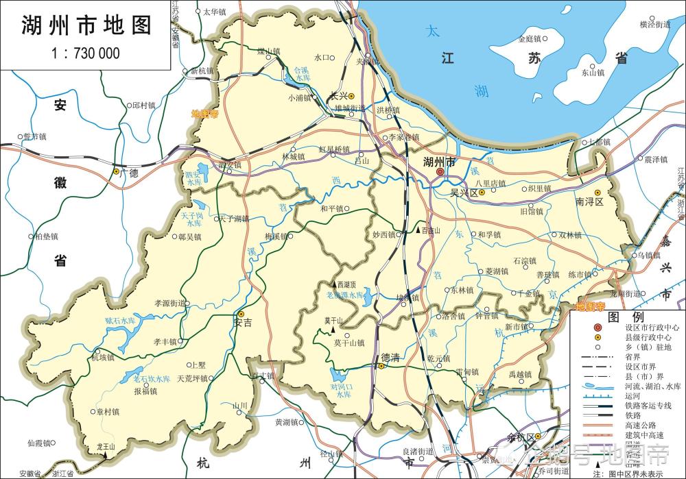 国家历史文化名城浙江湖州市,两区三县高清地图