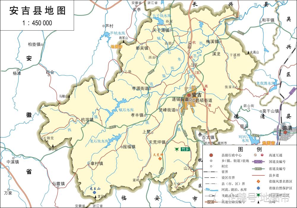 国家历史文化名城浙江湖州市,两区三县高清地图
