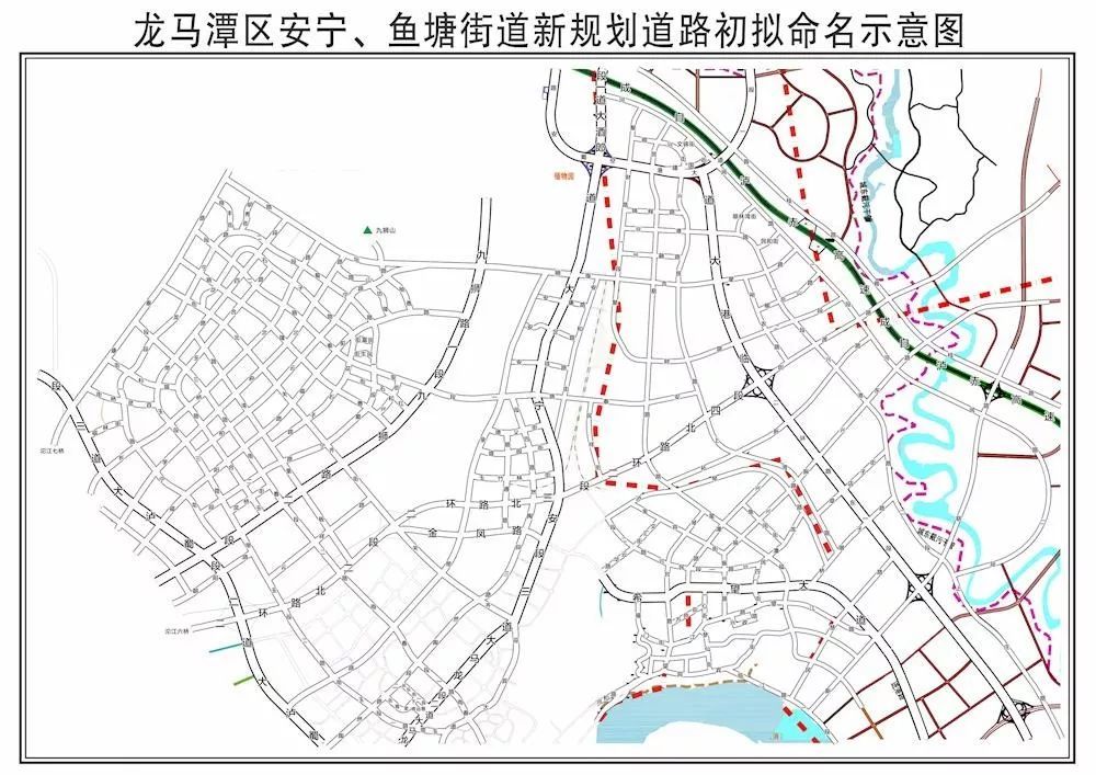 此次拟命名的道路主要集中在:龙马潭区安宁,鱼塘街道新规划道路;罗汉
