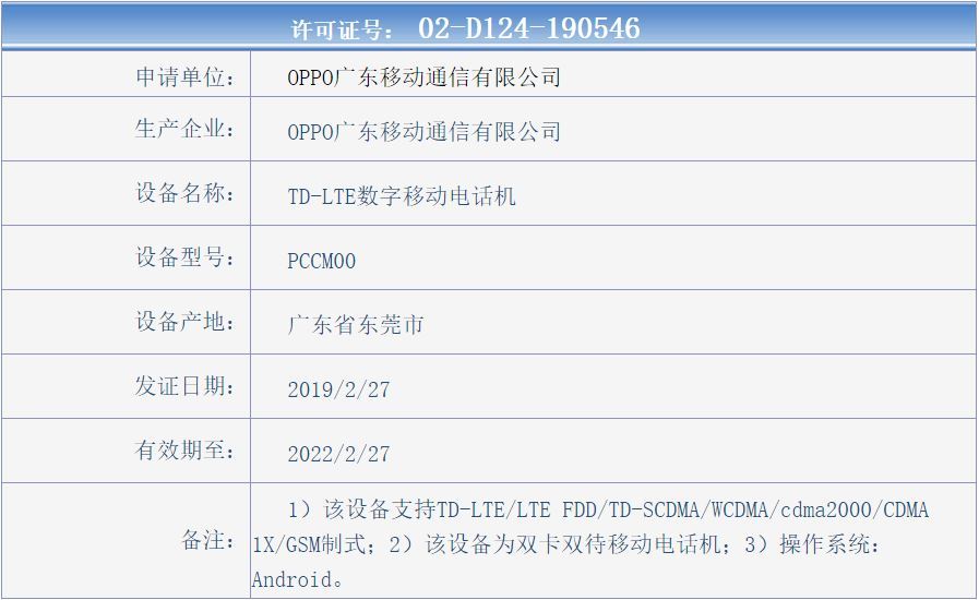 OPPO Reno十倍变焦版获入网许可 16MP扇形