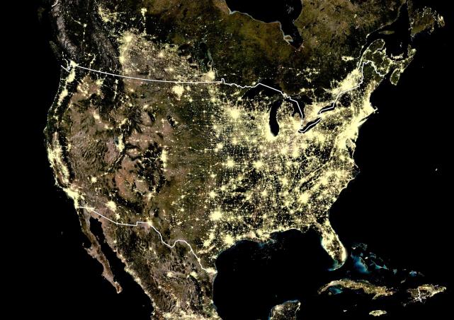 增强光线强度后世界各地区夜间灯光卫星地图