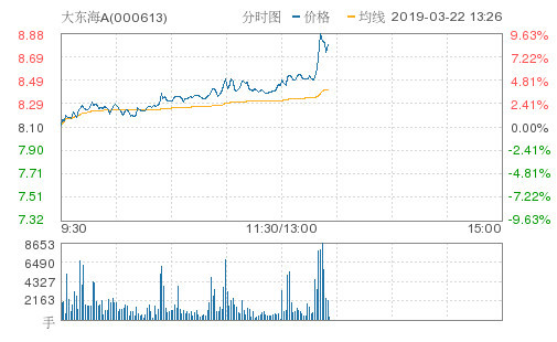 海南板块午后异动 龙头大东海A冲击涨停