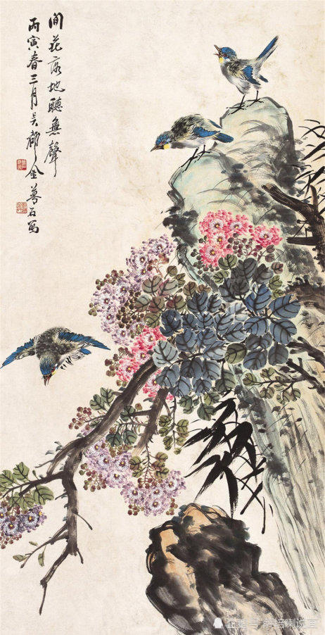 海上画派近现代名家金梦石花鸟画作品欣赏