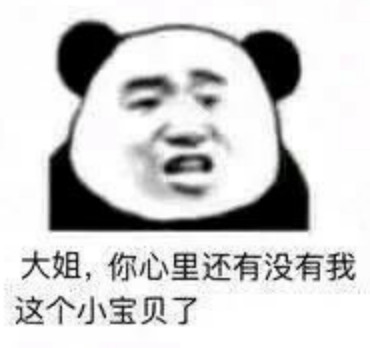 高清无水印熊猫头表情包:大姐,你心里还有没有我这个小宝贝了?