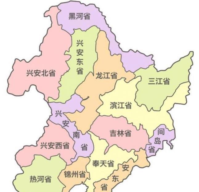 伪满洲国行政区划图(1934-1939)