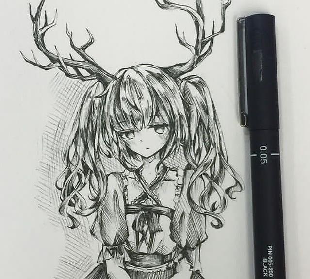 手绘人物插画,可爱又萌萌的卡通女孩,画风好喜欢