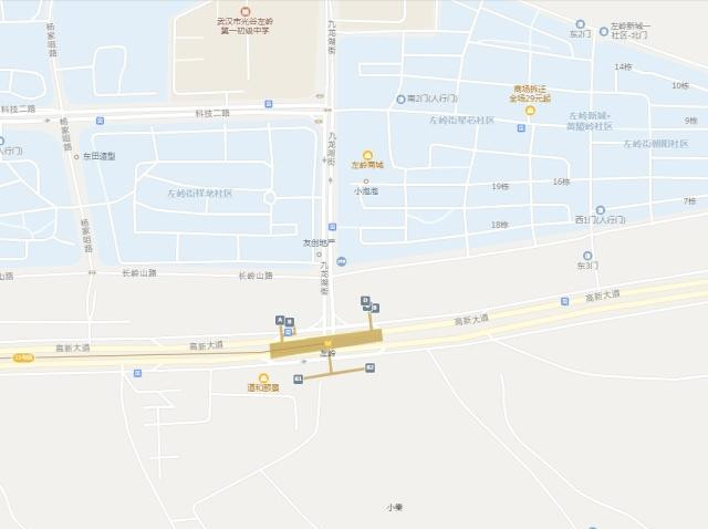 武汉地铁11号线现状终点站左岭站的地图