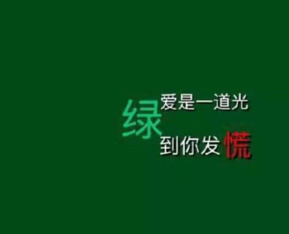 最近火了"原谅色"文字背景图"爱是一道光,绿到你发慌"