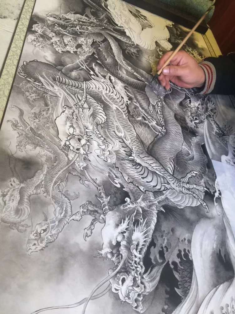 纹身,大师,杜泽武,龙王,鳌鱼,百龙图,中国,九龙图,天尊
