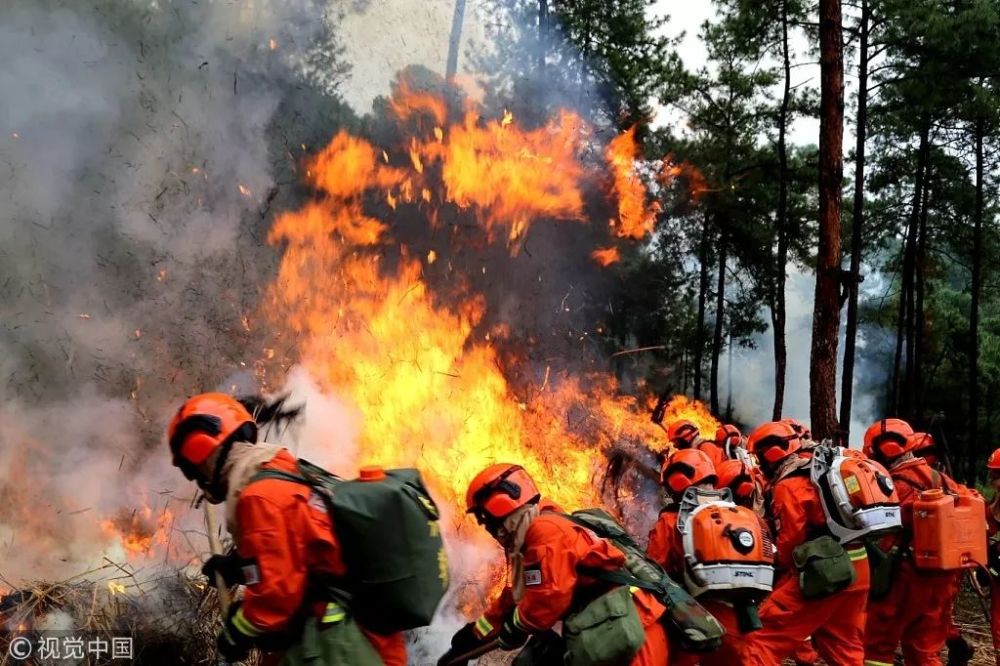 2018年9月13日,四川凉山,武警森林官兵在县尔舞山进行灭火演练.