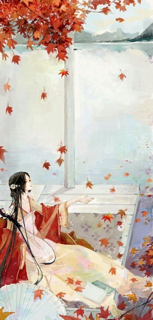 古风 美女 花朵 背影 图片