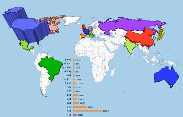 地图看世界;世界各国gdp总量对比,俄罗斯在西伯利亚的