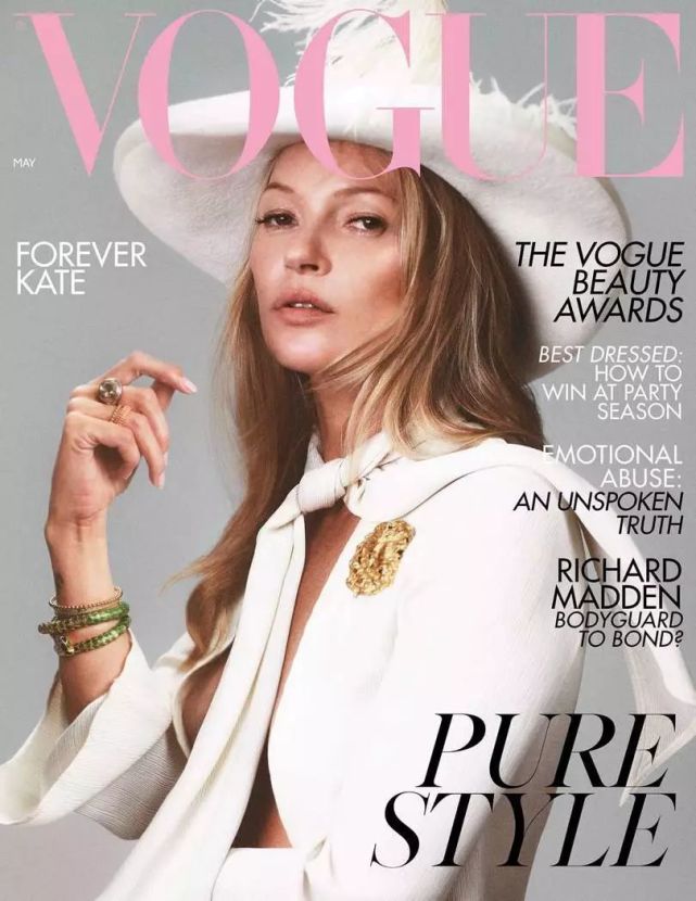 "网红鼻祖"英国传奇超模kate moss第四十次登上vogue uk封面!