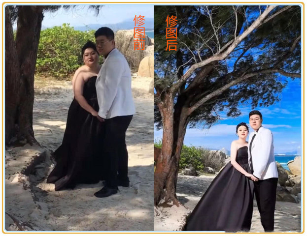 婚纱照p图前后对比_婚纱照精修前后对比(2)