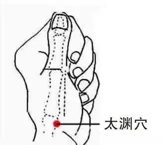 太渊穴位置 手掌心朝上,大拇指立起时,有大筋竖起,筋内侧凹陷处就是