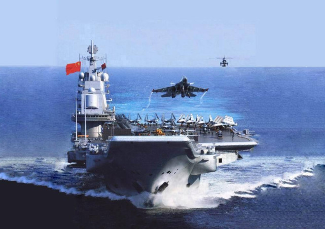 图为中国航母及其舰载机