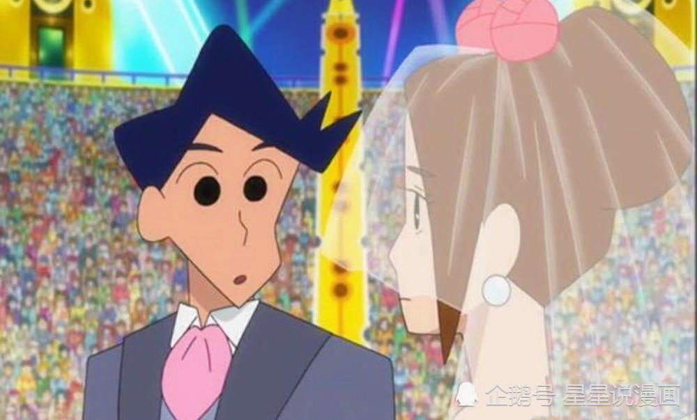 蜡笔小新:小葵未来的丈夫是风间?结婚时他们实在太般配了