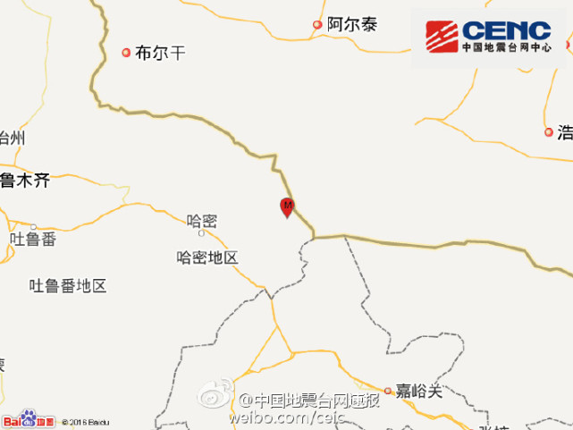 新疆哈密地区伊吾县发生3.0级地震 震源深度8千米