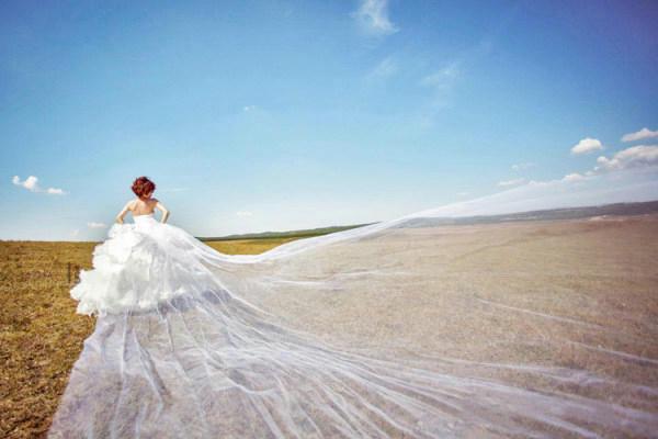 齐地婚纱要穿裙撑吗_齐地婚纱配长头纱图片