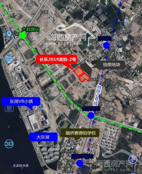 从卫星图可以看到"新投汇贤雅居"项目建设地点位于长乐滨海新城七站路