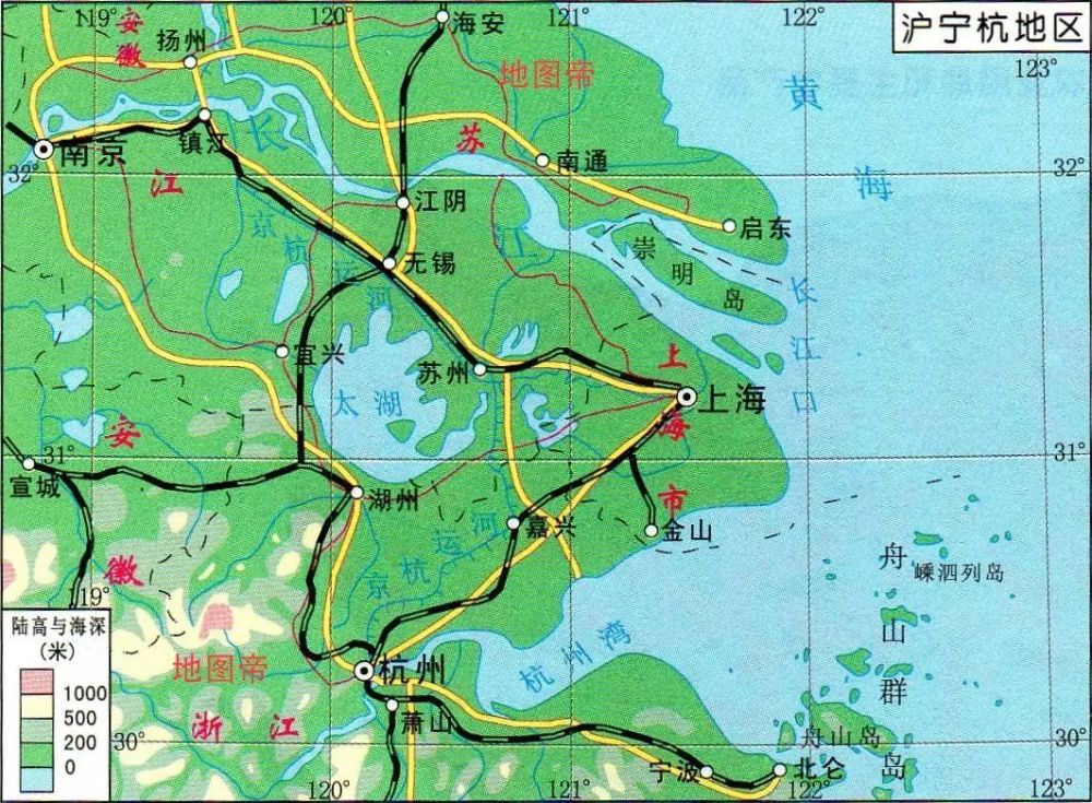 长三角部分区域地图