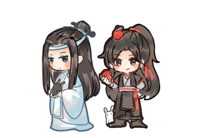 《魔道祖师》可爱的q版忘羡,羡羡抱着天子笑,汪叽怎么