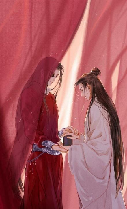 《天官赐福》福利壁纸:图二的花城撑伞守护谢怜,画面很温馨!