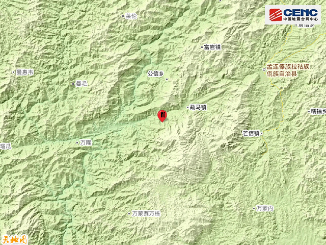 云南普洱市孟连县发生3.4级地震,震源深度7千米