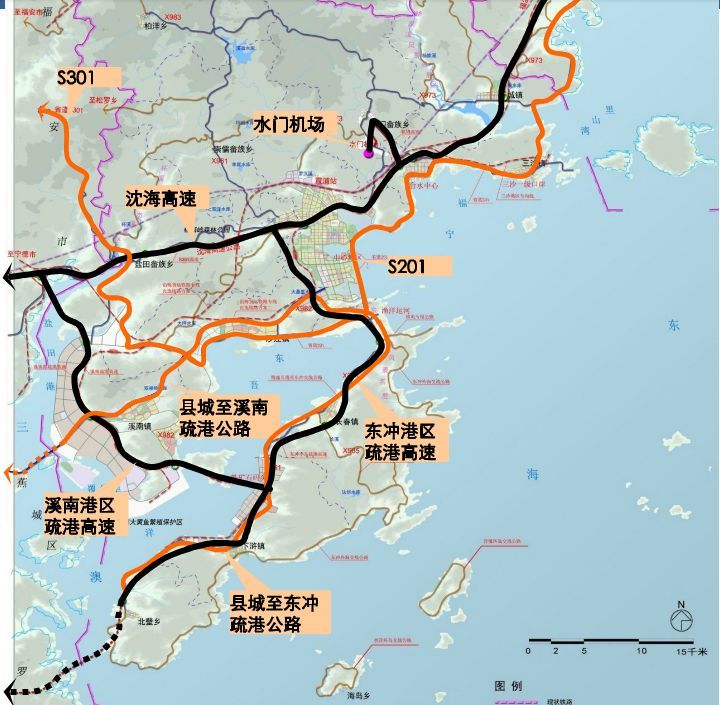 县未来交通图) 从上图可以看出,黑色部分是霞浦未来的高速公路规划
