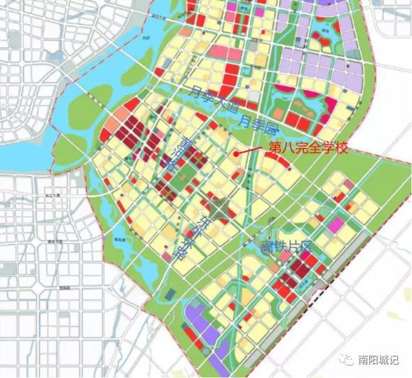 第八完全学校 南阳市第八完全学校选址南阳月季大观园南边,总规划用地