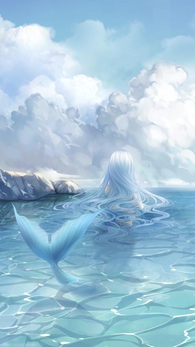 深海里的美人鱼壁纸,图三在夕阳下的美人鱼真是太美了!