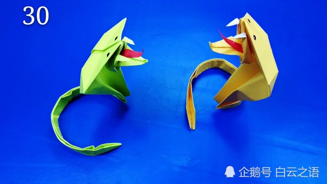 教大家折一只酷酷的眼镜蛇图纸详细教程,动物世界折纸