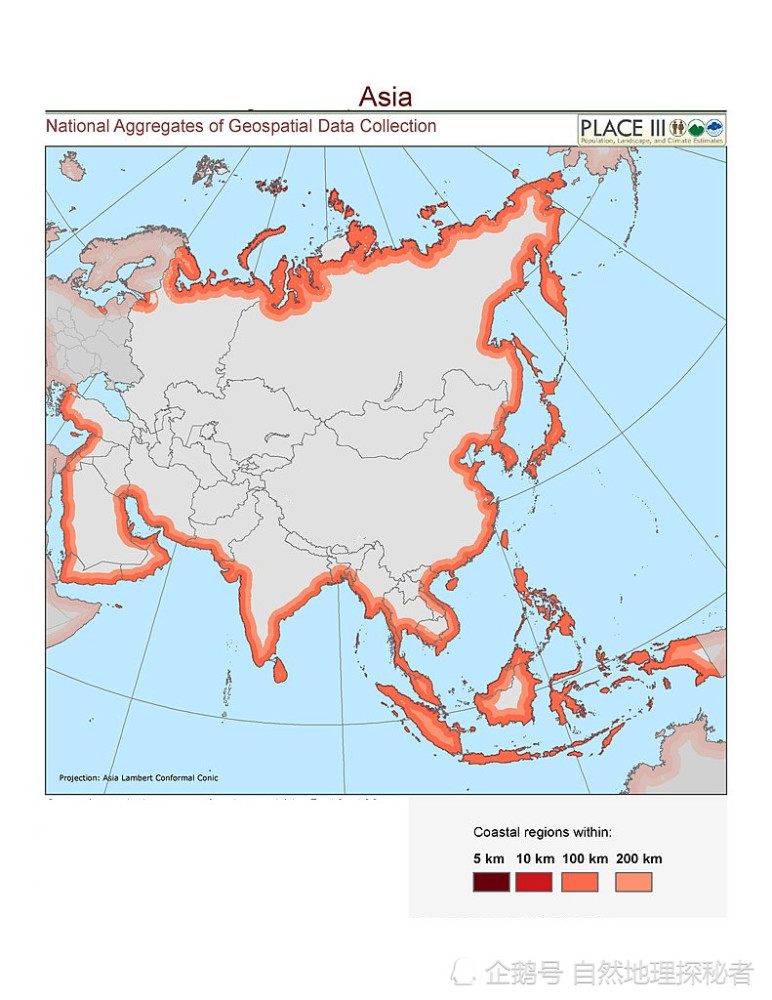 六大洲的海岸线地图,哪些国家海岸线长,沿海地区多?