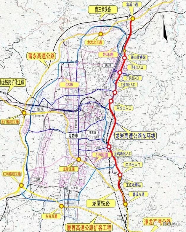 厦蓉高速公路龙岩东联络线走向示意图(图片来源:闽西日报) 编辑:许