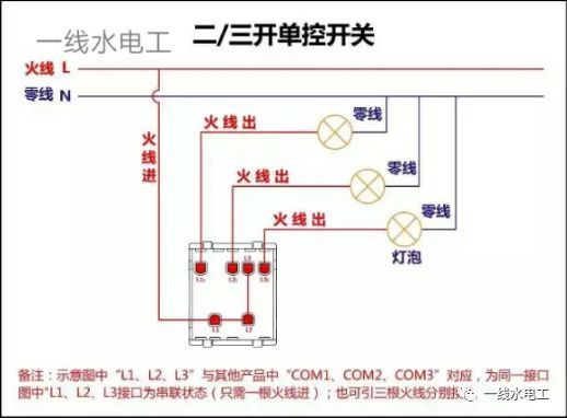 插座接线图 单控,双控,三控,四控,三孔,五孔,浴霸开关接线大全 接线不