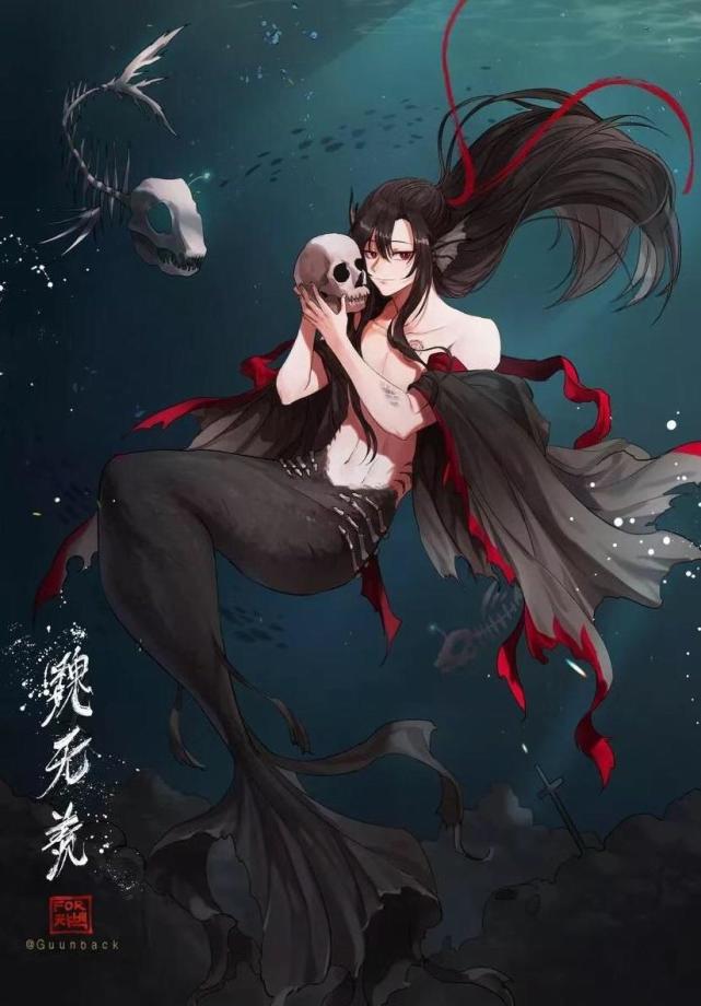 《魔道祖师》高清插画美图:化身美人鱼的羡羡,完全顶不住啊!