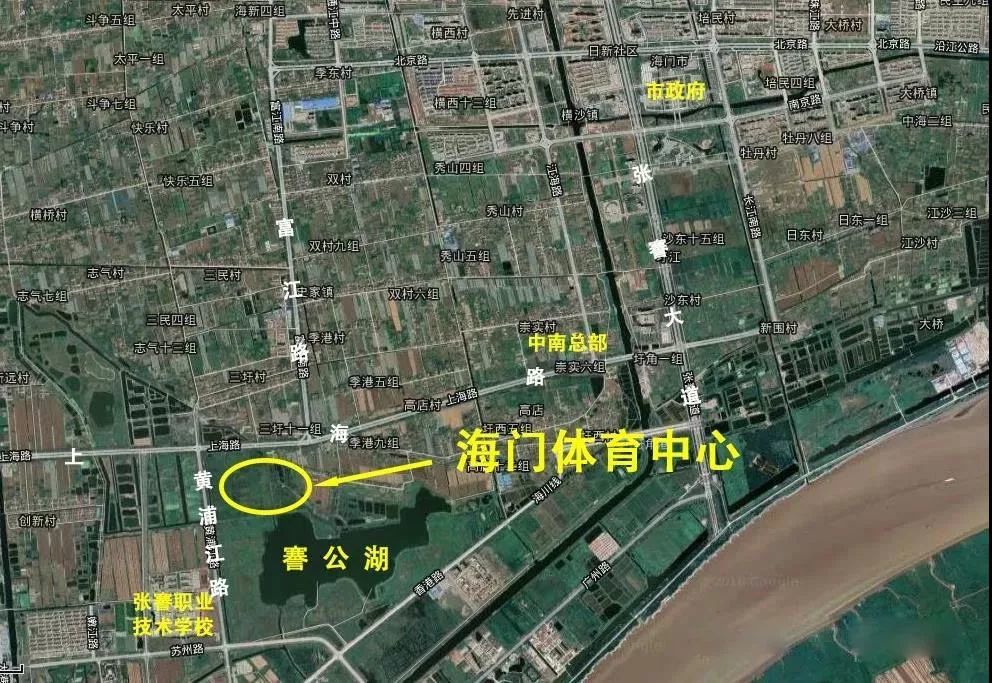 公告上写了建设地点:海门经济技术开发区,北邻上海路,西侧为黄埔江路