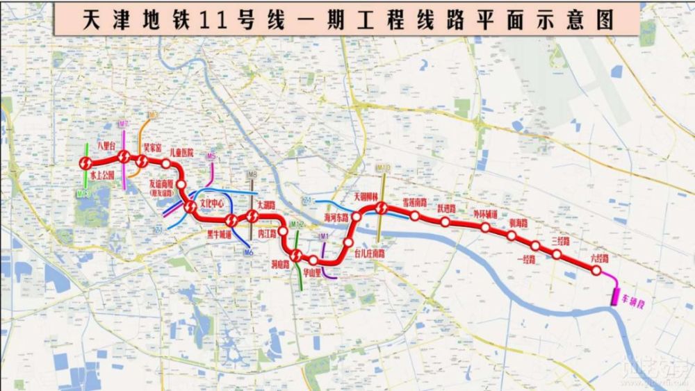 地铁11号线一期工程西起南开区水上公园西路,止于东丽区六经路,计划在