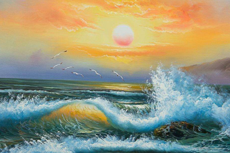 心理测试:选一张你喜欢的大海油画图,测你是不是真聪明
