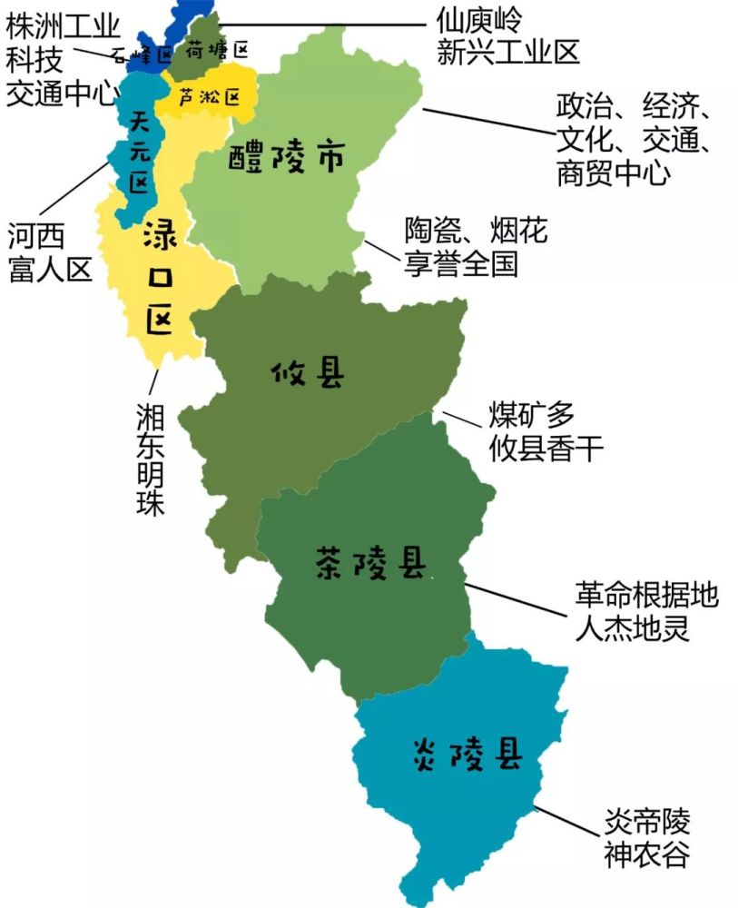 株洲现辖1市5区3县 有的地方很高调,经常上热搜 比如醴陵瓷谷,炎陵