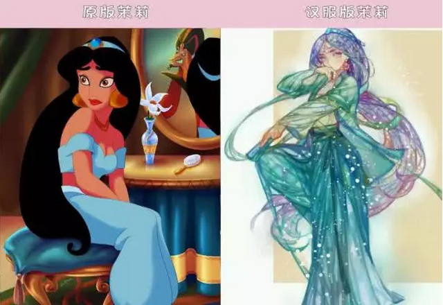 当迪士尼公主穿上汉服,艾莎变仙子,茉莉变侠女,看到木兰想嫁