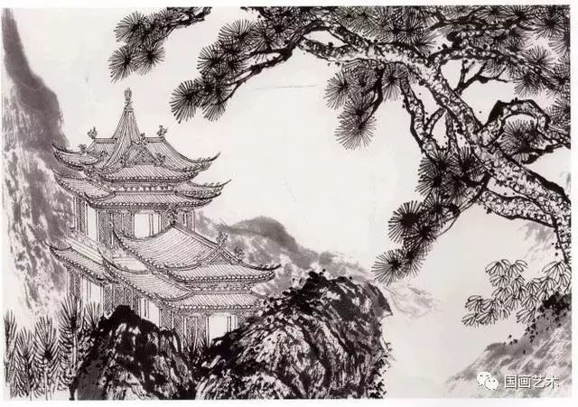 分享一组亭台楼阁白描画稿
