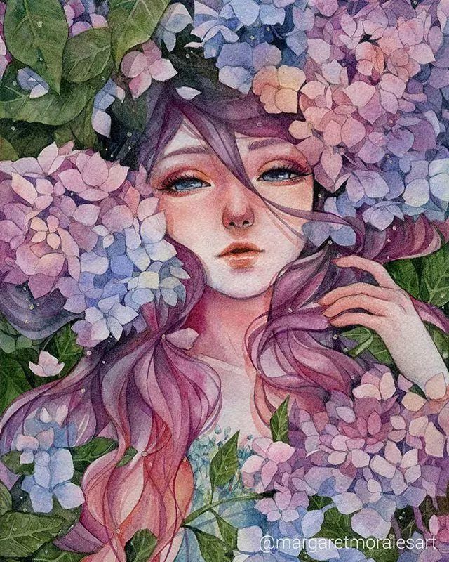 她笔下神秘的水彩少女,梦幻又美好,撩动心扉!