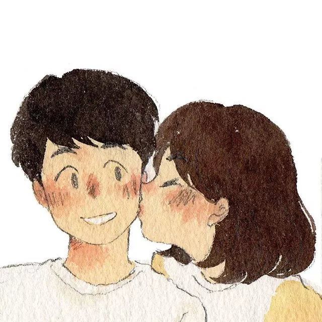 情侣日常小插画,亲亲抱抱举高高!